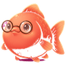 Pondie, a friendly goldfish wearing round glasses